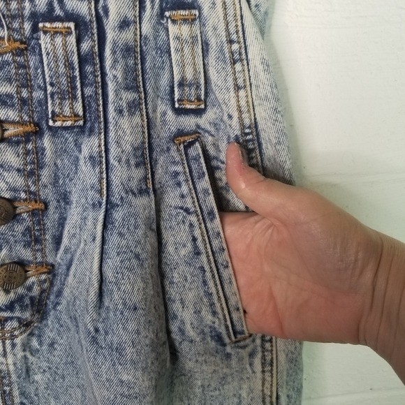 Vtg 80s 1980s Limited Express Acid wash denim paper bag High Waist Jean Skirt 26