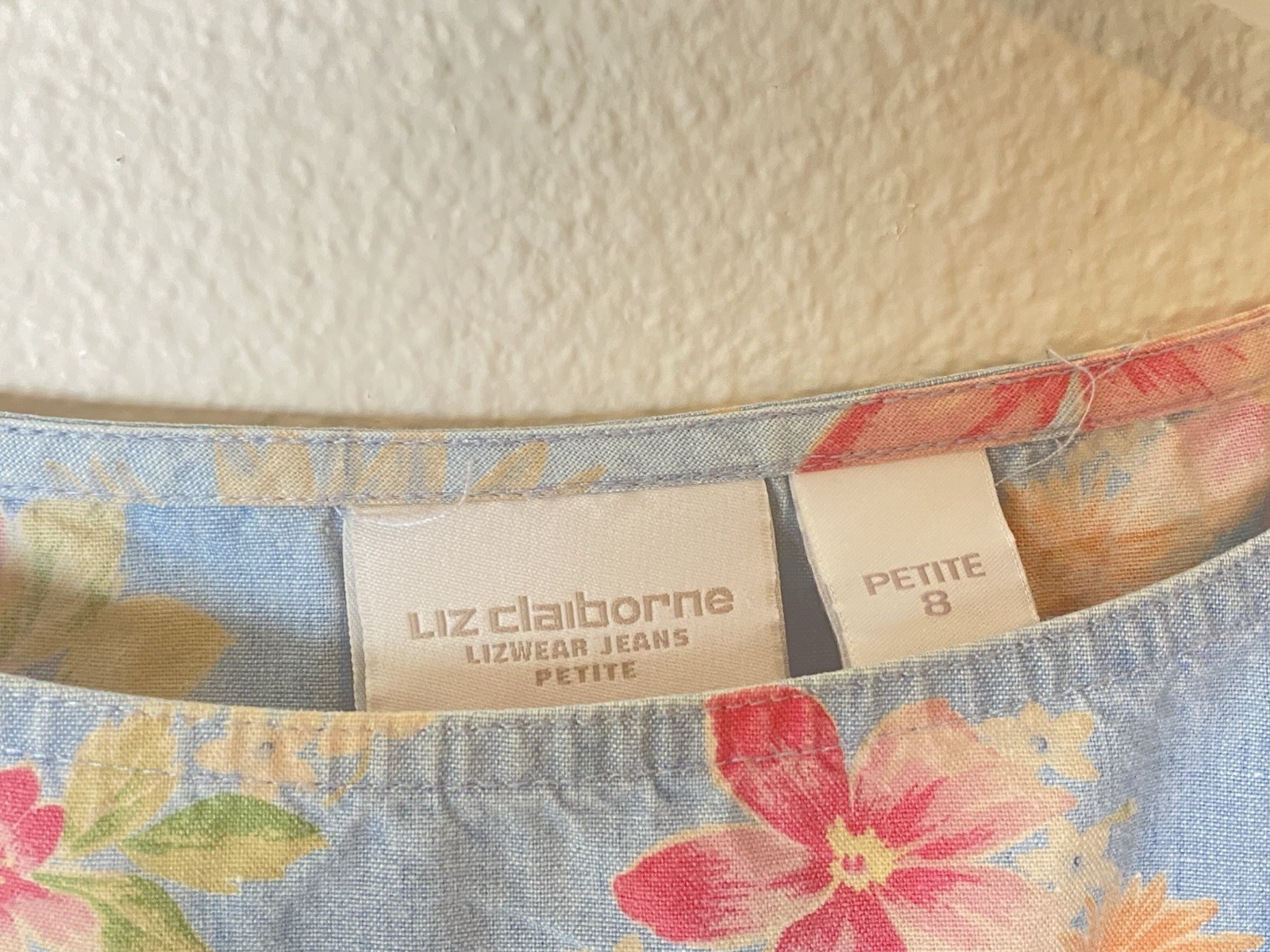 Vintage 90’s Y2K Liz Claiborne Women’s denim Floral dress Size P/8