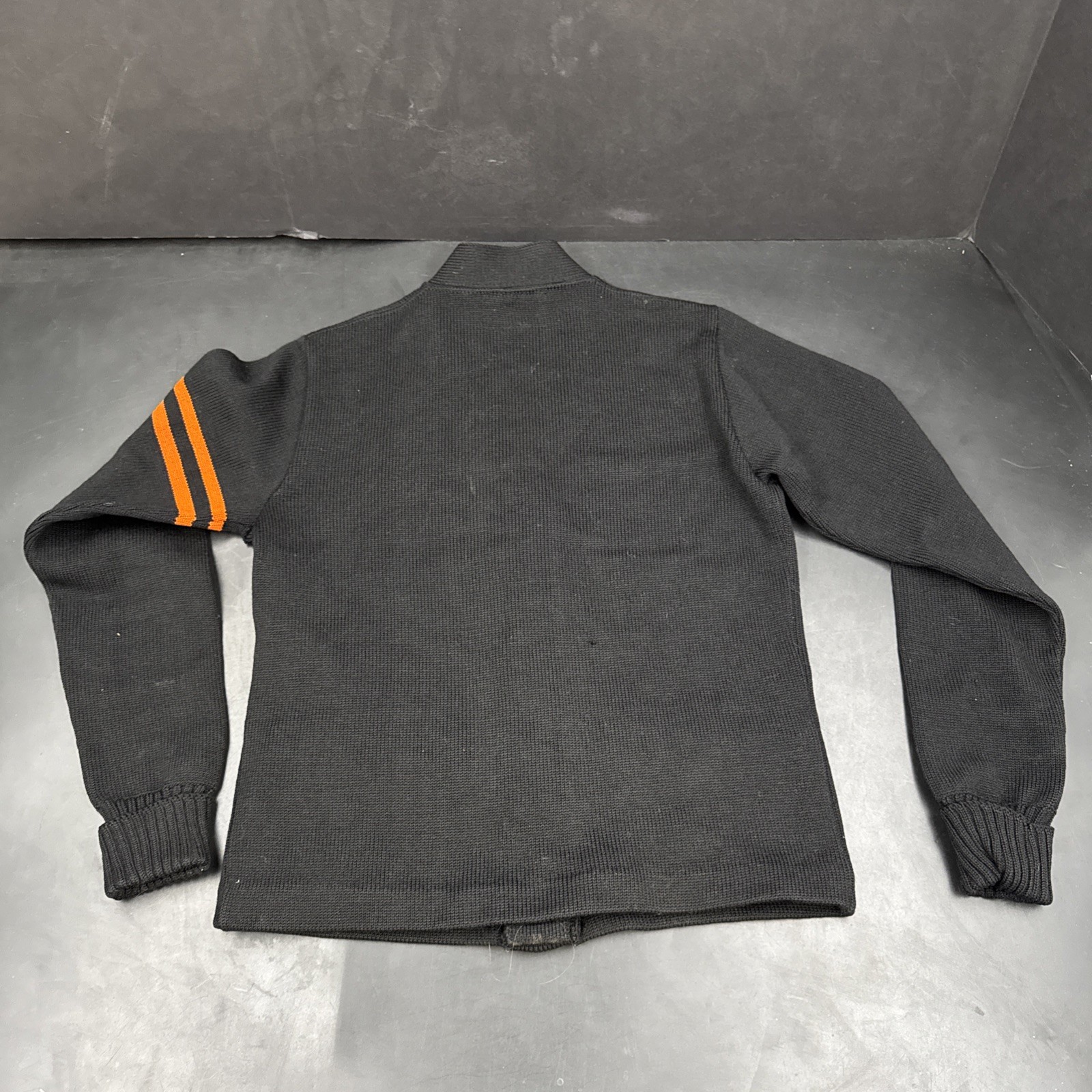 Vintage 50s Whiting Co Letterman Cardigan Black Orange 100% Wool Tigers Douglas