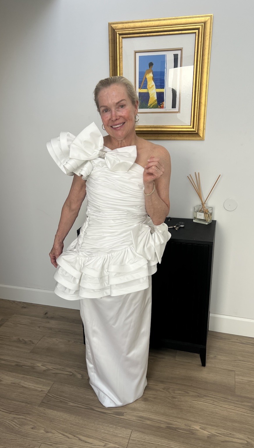 1990’s New $530 Julie Duroche After 5 White Diamond Wedding Prom Dress Dynasty 8