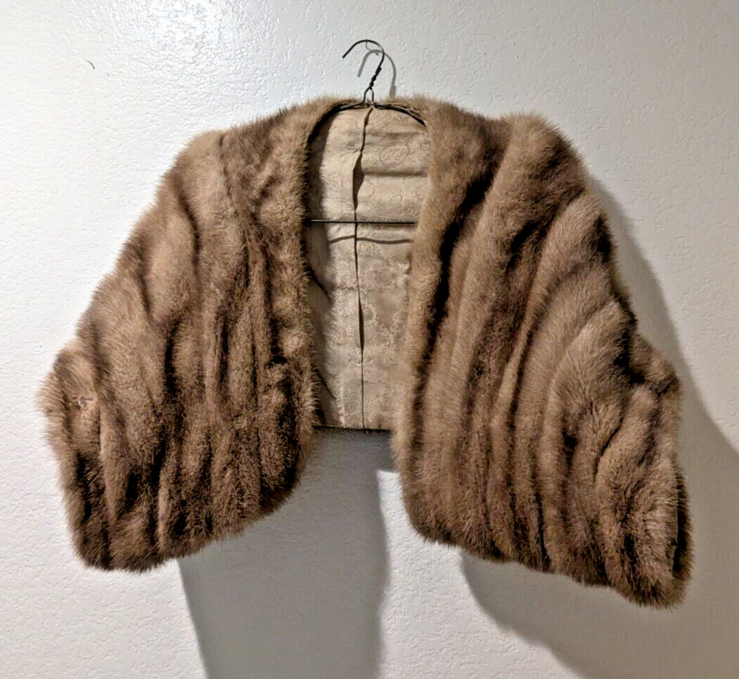 Vintage custom-made mink stole 1960s with customized sleeve links