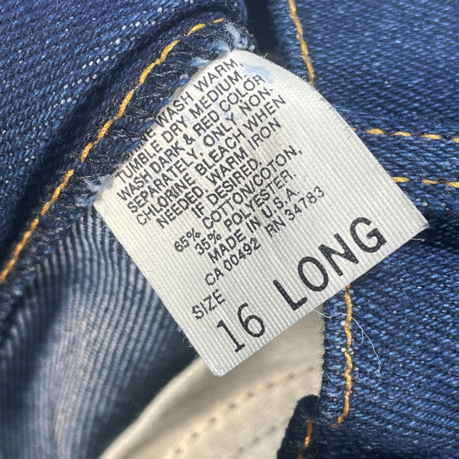 Vintage Lee Women’s 29×34 Jeans High Waisted Straight Leg Dark Wash Indigo USA