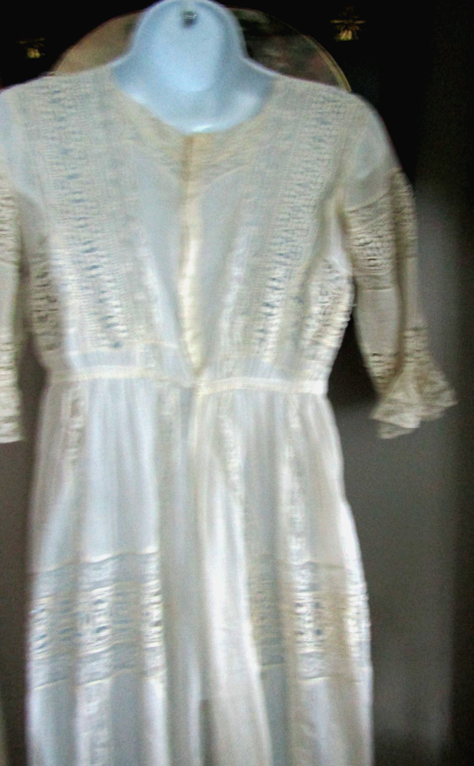 Vtg 1890’s Victorian Edwardian DAY DRESS Lace Cotton WONDERFUL Handmade Lace