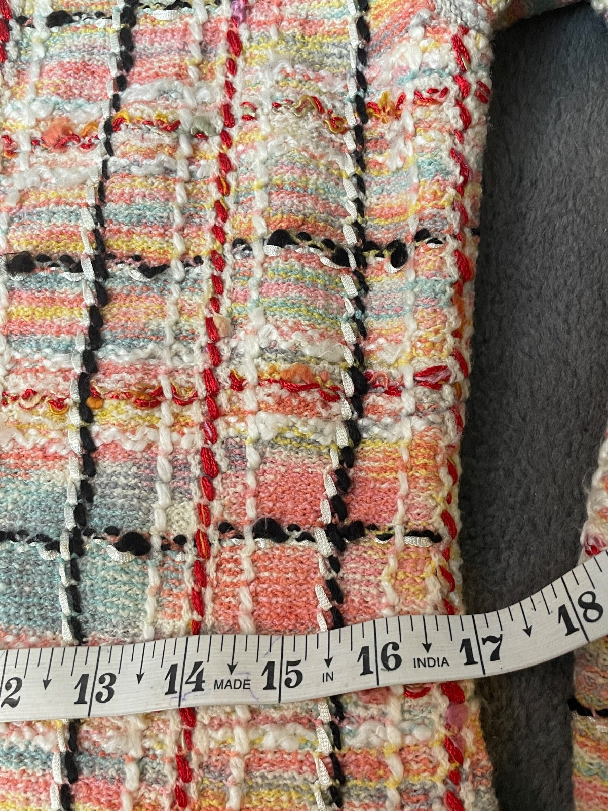 Vintage Adolfo Jacket & Skirt Suit M Pink Red Boucle Starburst Buttons Saks
