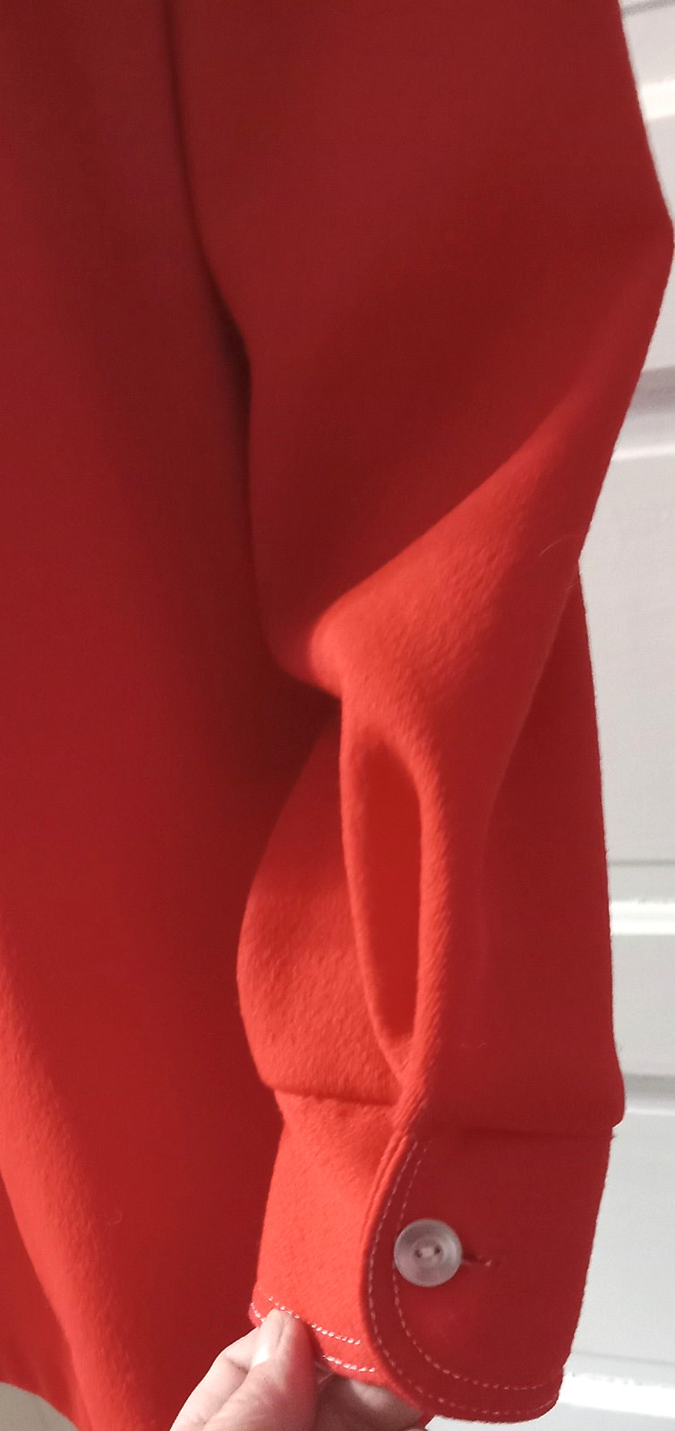 Vintage 60’s MONTGOMERY WARD LS Tomato Red Button Up Top Shirt Blouse 18
