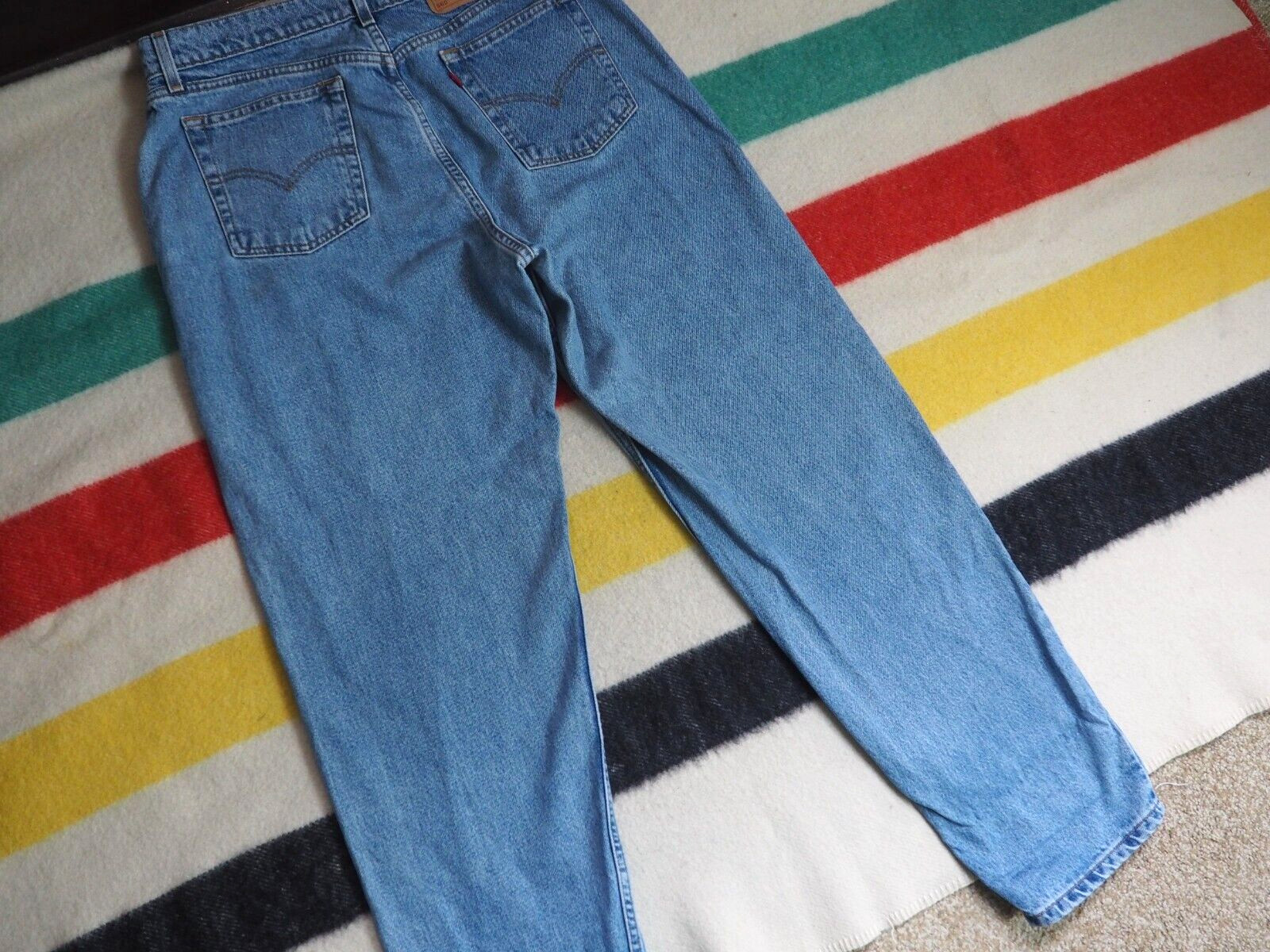 VTG 90s LEVIS 560 Loose Straight Fit Faded Blue Denim 34×32 Baggy Jeans Womens
