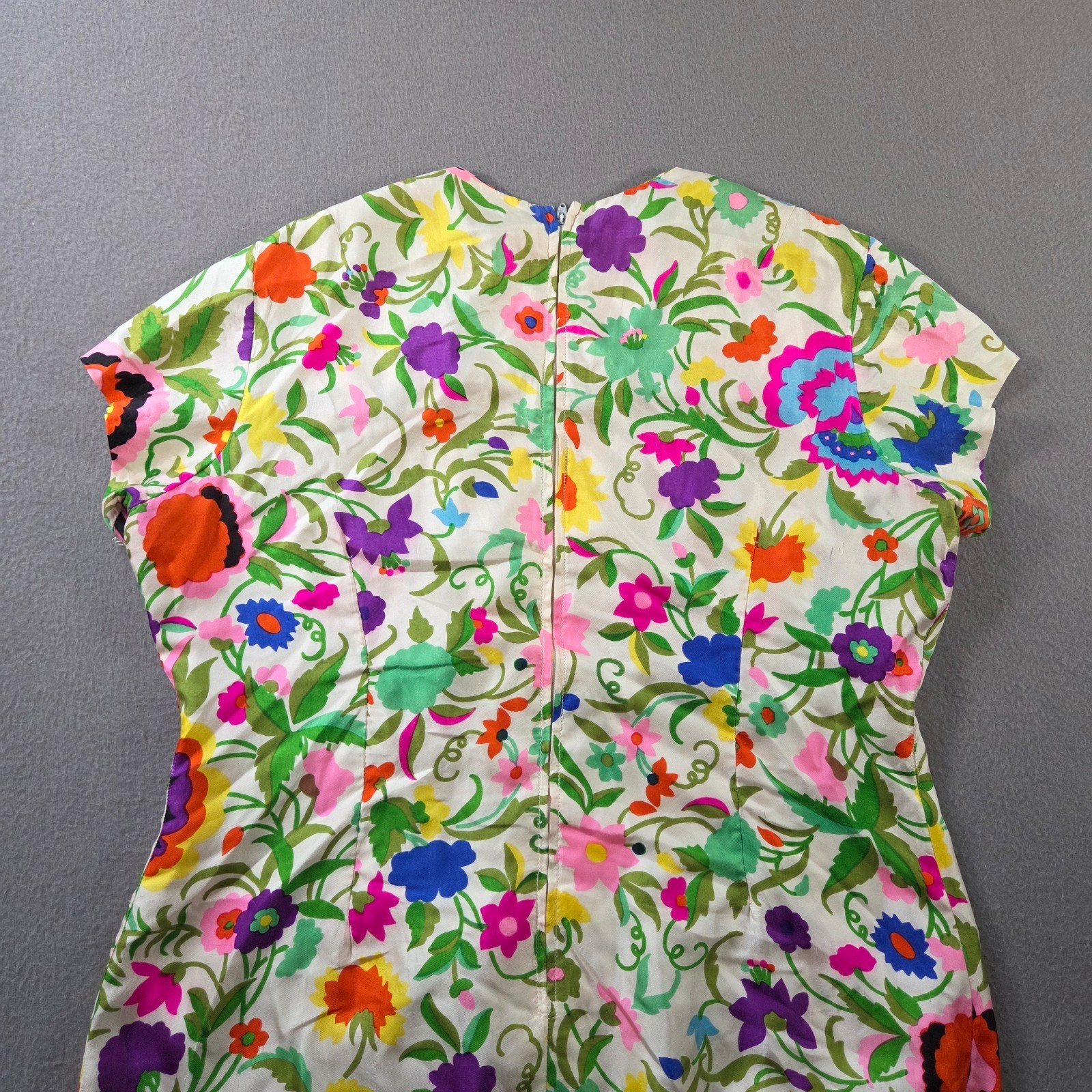 Vintage Silk Dress Womens Large Floral Midi Pleated Hippy Nat Gordon Liberty 60s