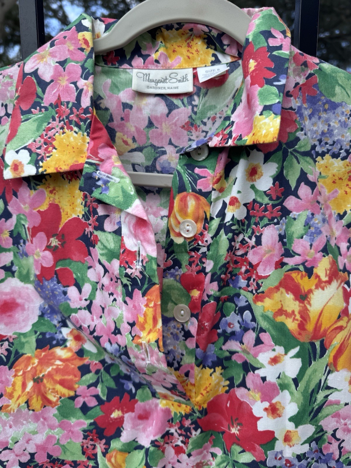 Vintage Dress Margaret Smith Floral 3/4 Sleeves 1970’s Sz 8