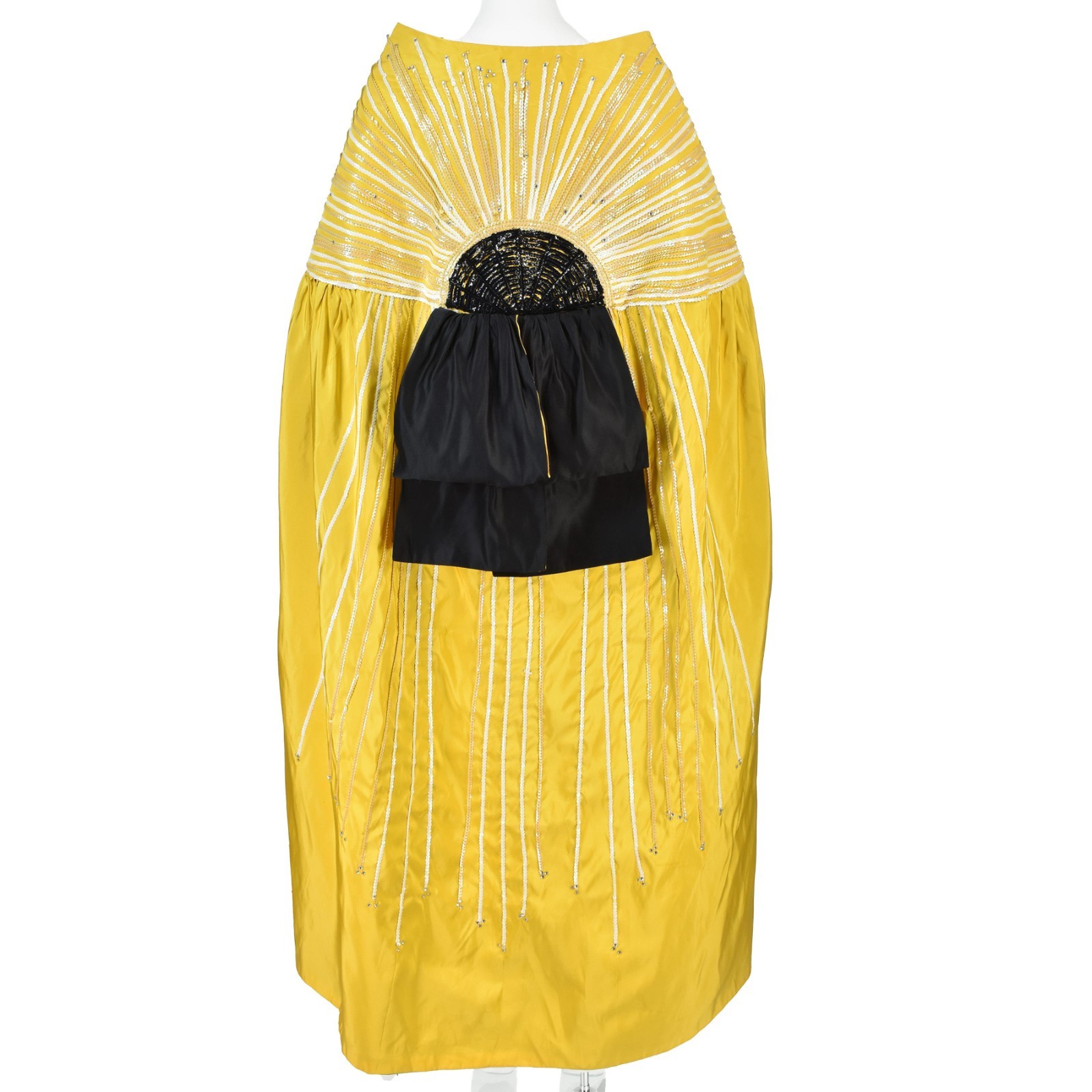 LEE MENICHETTI Golden Yellow Silk Faille Cloak with Black Silk Lining OS