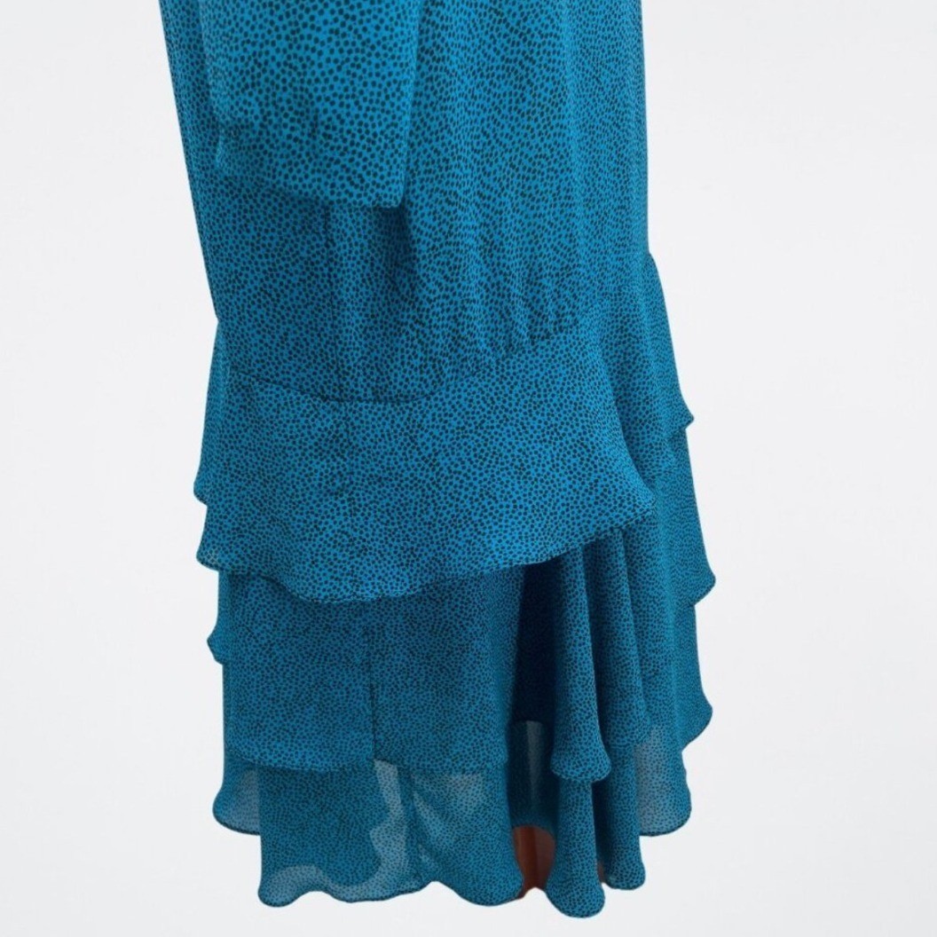 Lorac Original Vintage Teal Blue Ruffle Tiered Midi Dress Plus Size 22