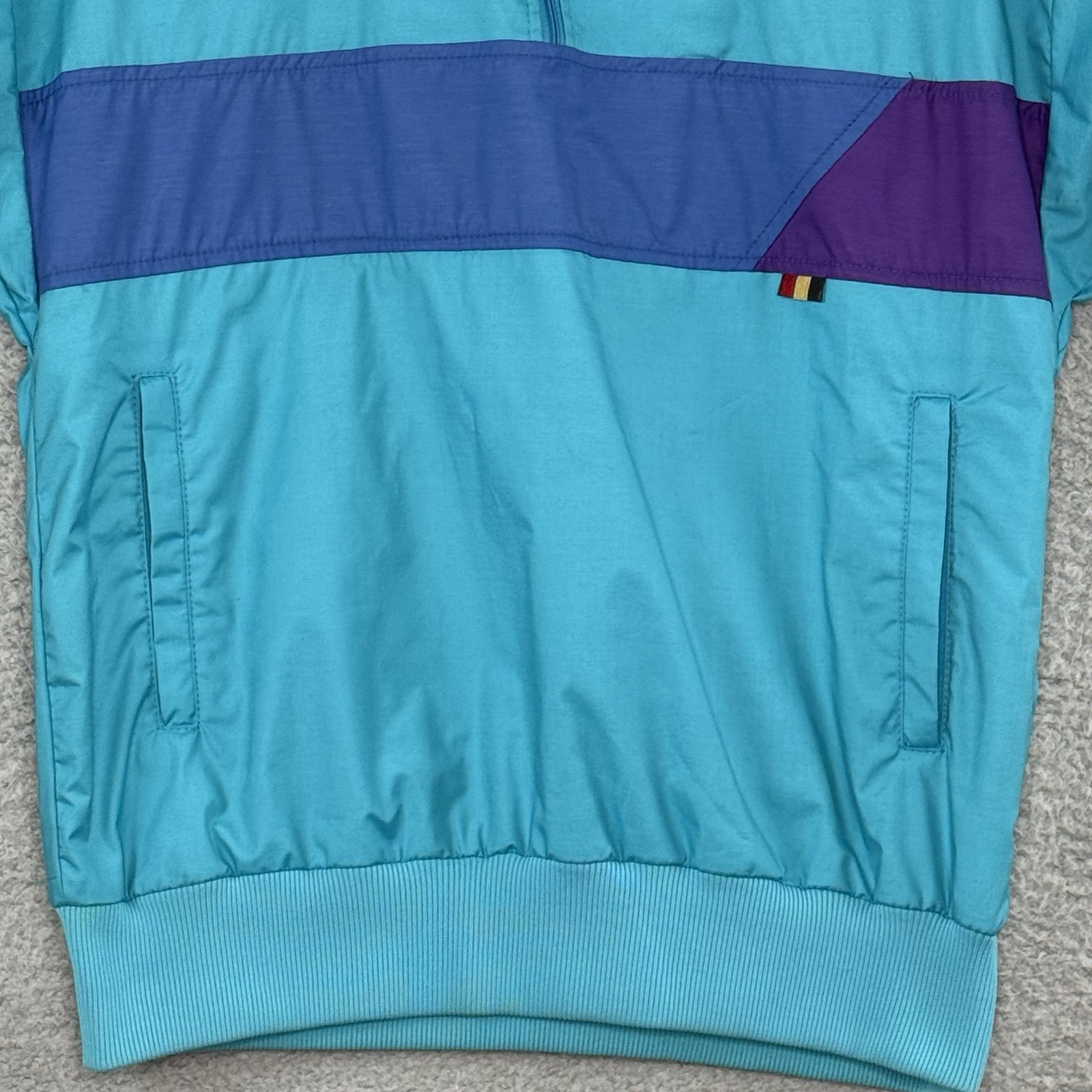 Vintage 80s Sunbuster 1/4 Zip Windbreaker Jacket Women’s Large Teal Purple Retro