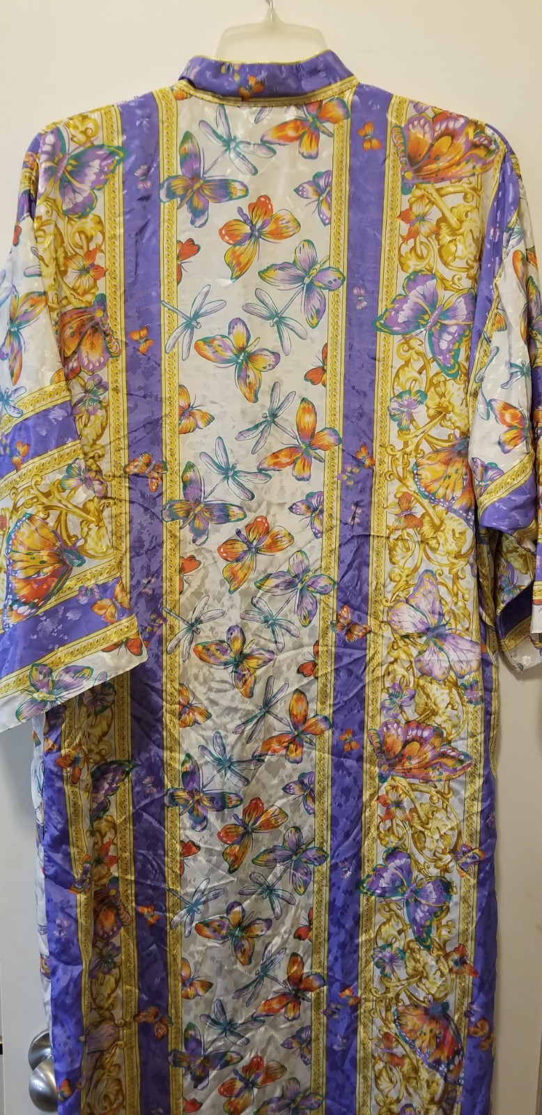 Vintage Ruth Norman New York Caftan Housecoat Dress Pullover Floral Butterfly L
