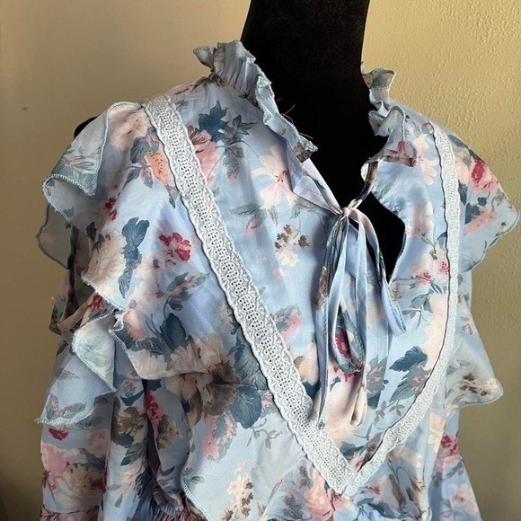 Blue Floral Renaissance Era Dress