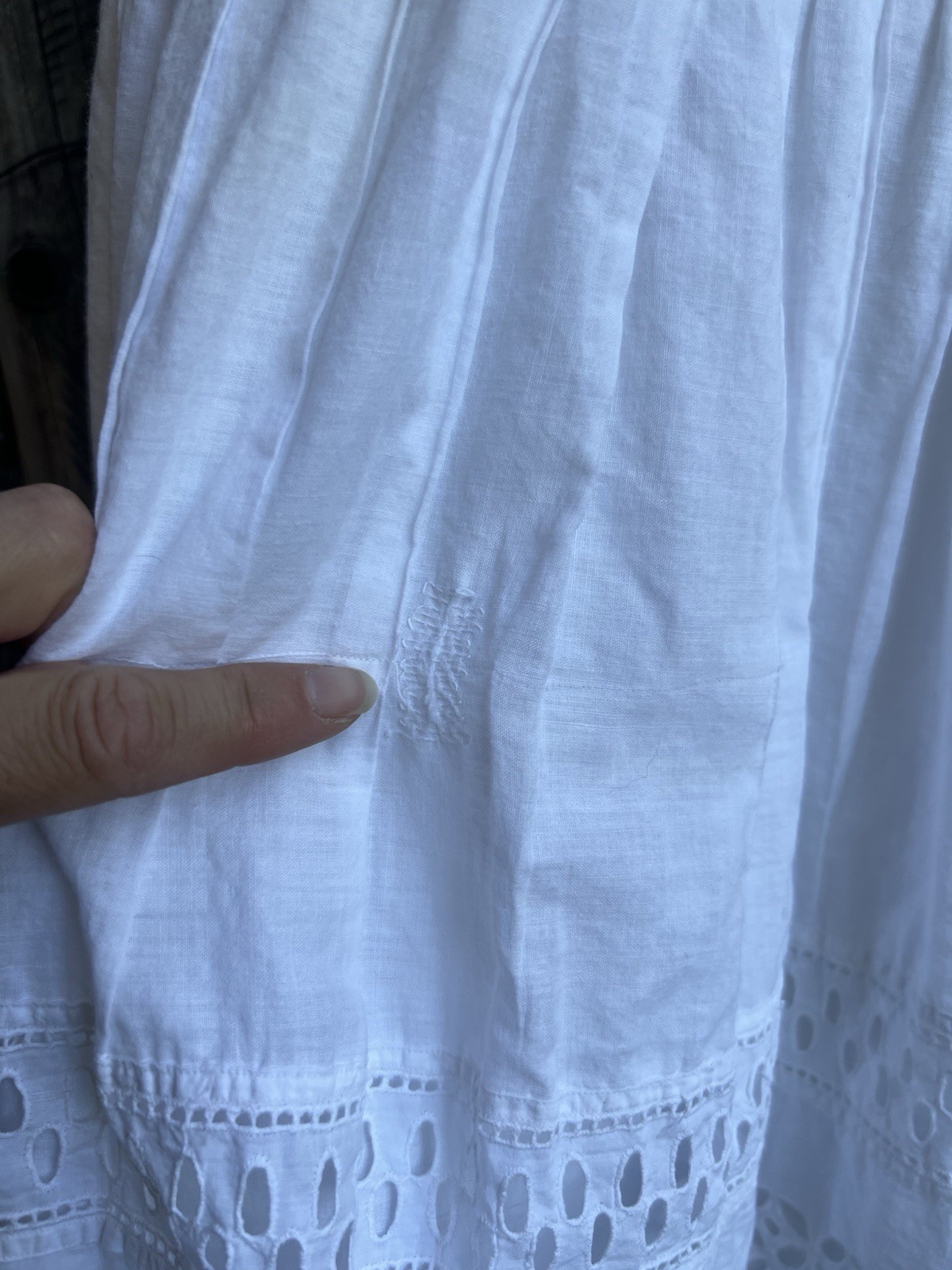 Antique Edwardian White Cotton Princess Slip