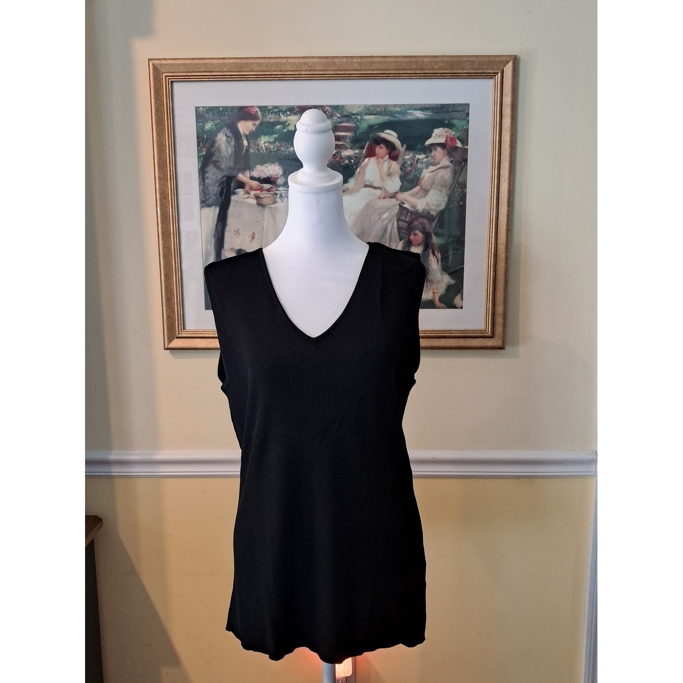 Ruby Rd. Classic Black Sleeveless V-Neck Top Size L