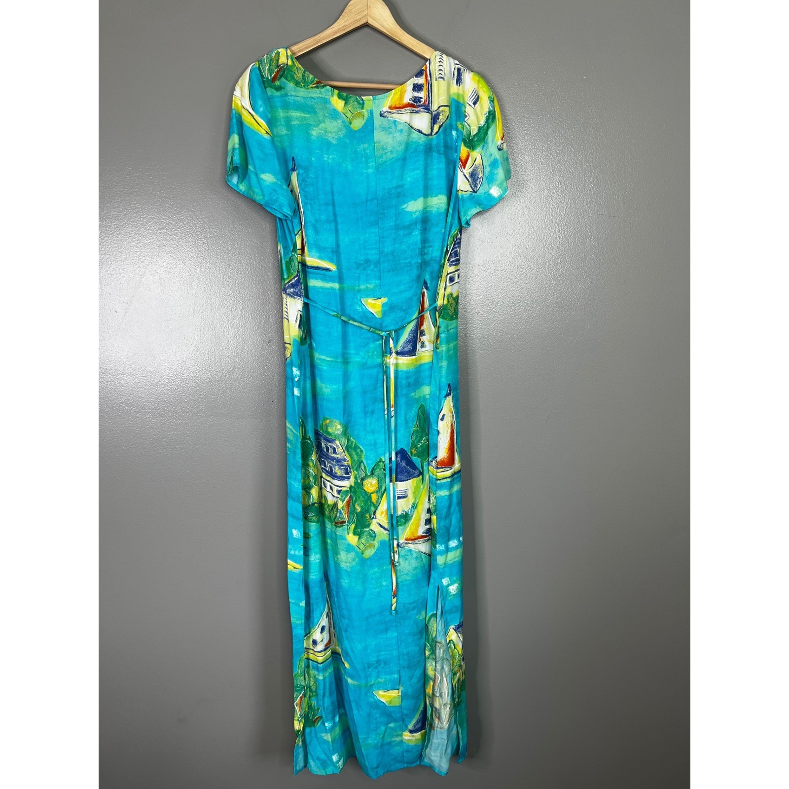 Vintage 80’s 90’s maxi dress sailboat print resort wear beach vacation cruise