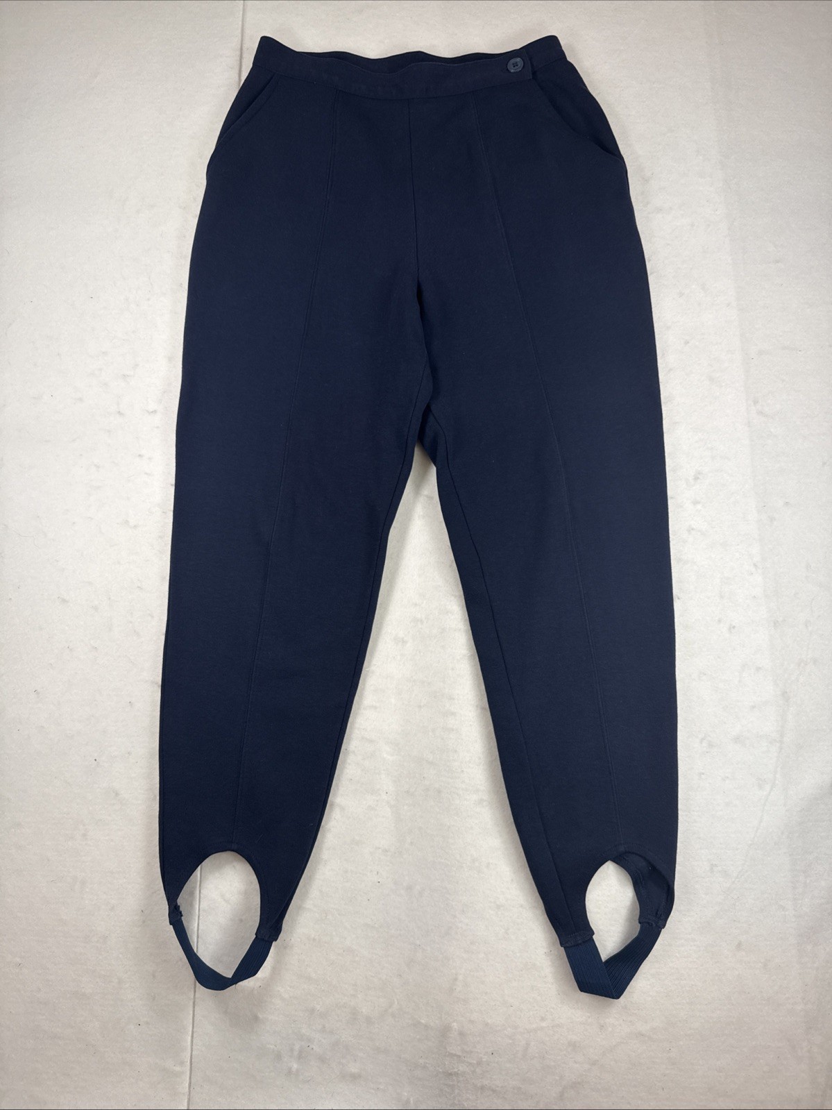 Vintage Stirrup Pants Land’s End Size M 90s Navy Blue Cotton Lycra Made In USA