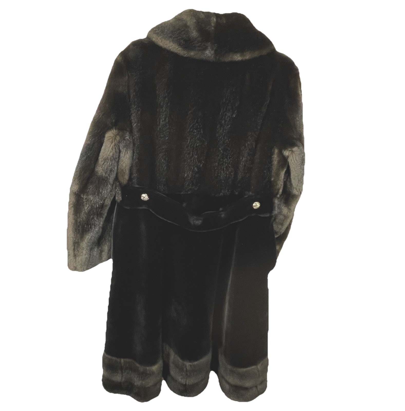 Vintage Borgazia By Russel Taylor Women’s Long Faux Fur Coat Black & Brown Sz M