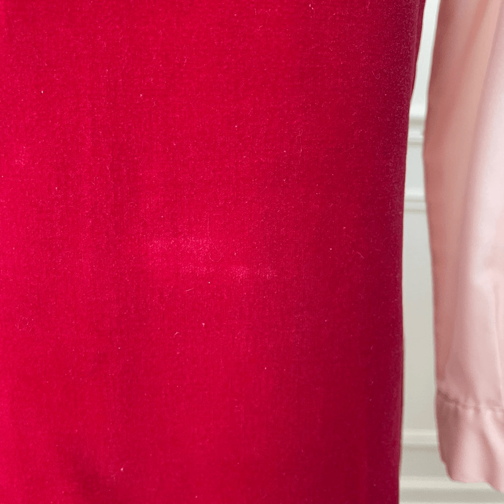 Vintage 60s Red Velveteen Shift Dress Pink Cropped Blouse XS