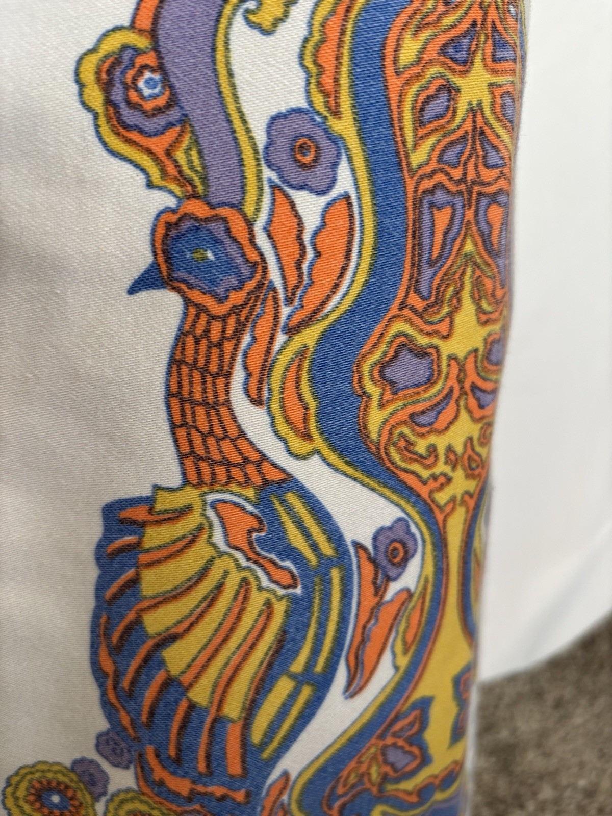 1960s Psychedelic peacock Bell Bottoms Counterculture Museum Haight-Ashbury vtg