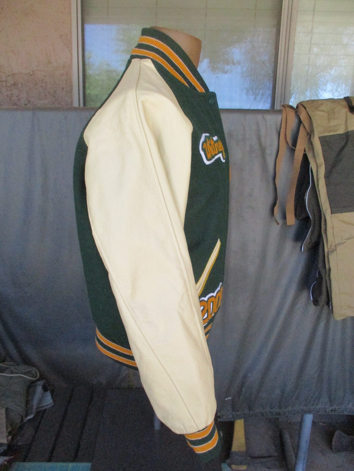 Shorecrest High School Letterman Varsity Jacket, Swimming, Leather Sleeves