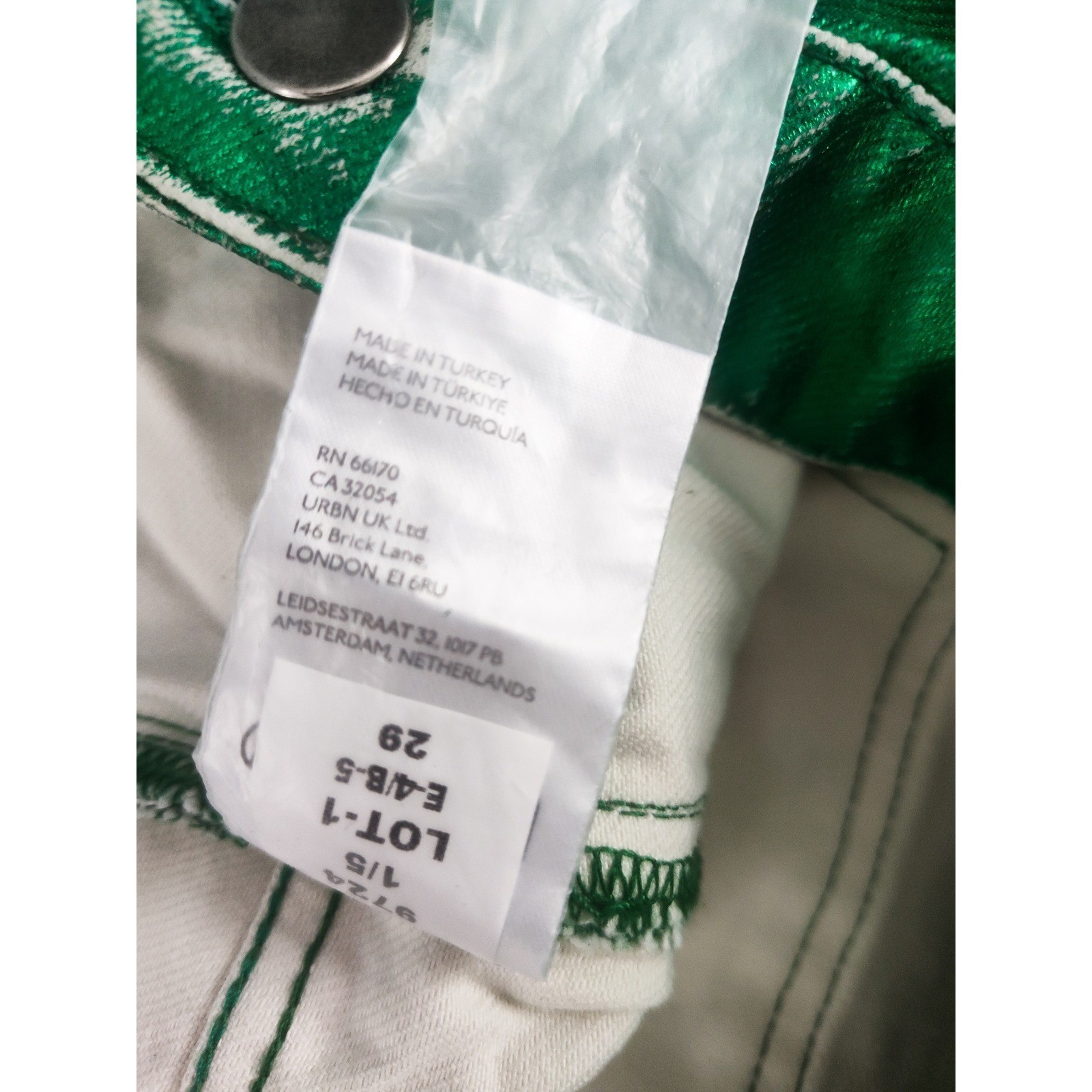 New We The Free Jeans Barrel Moxie 34×26 Metallic Green Low Slung Horseshoe NWOT