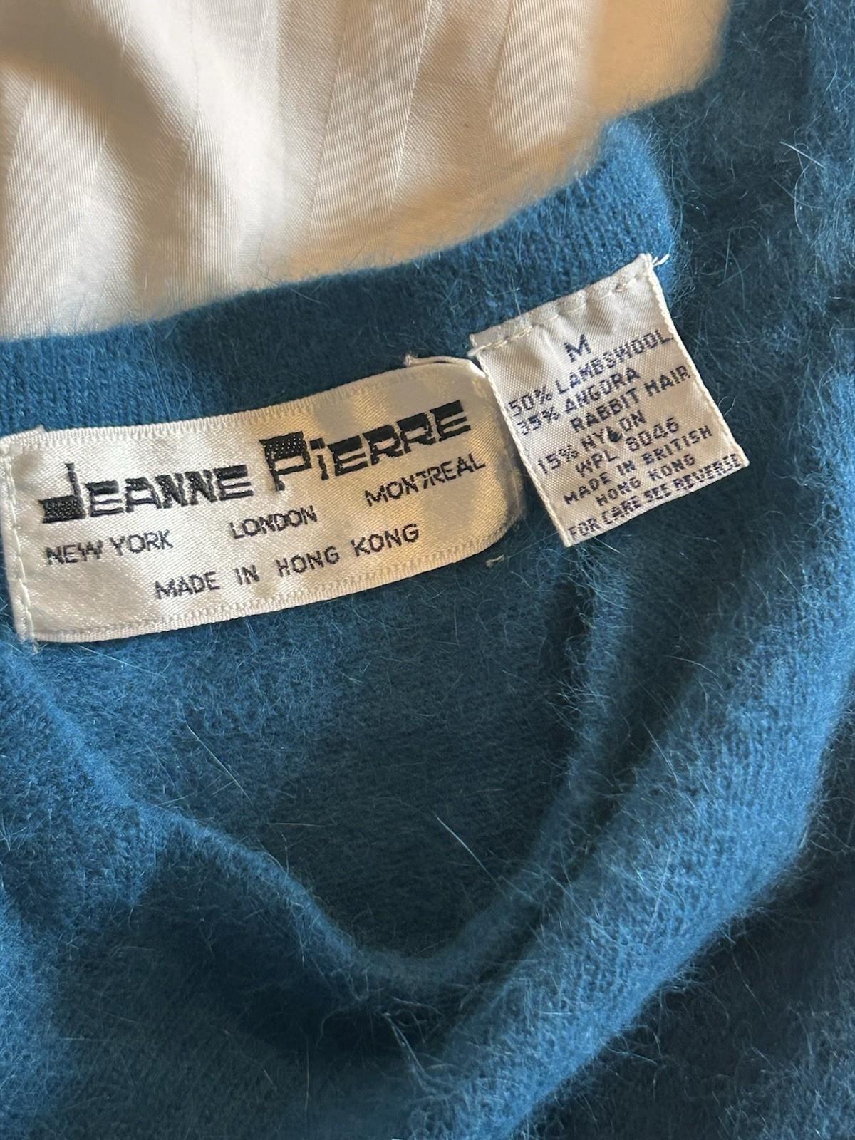 Vintage 80s Jeanne Pierre Teal Lambs Wool Angora Tank Top Sweater Medium Women’s