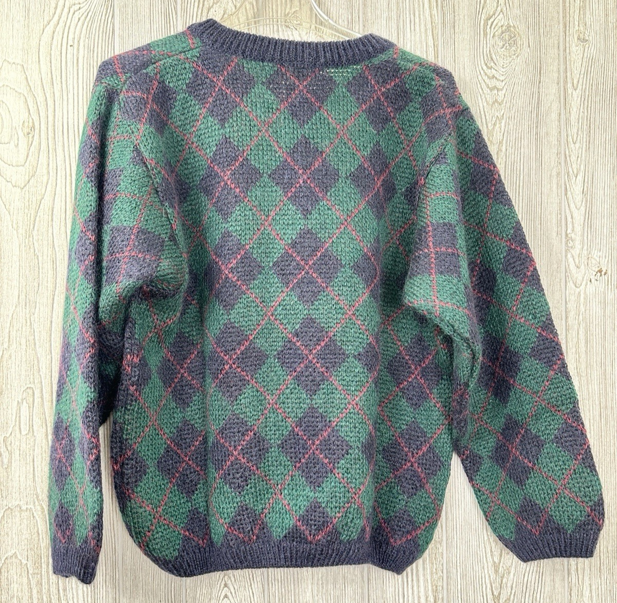 James Pringle Weavers Argyle Knit Mohair Cardigan Size Medium Scotland Relaxed