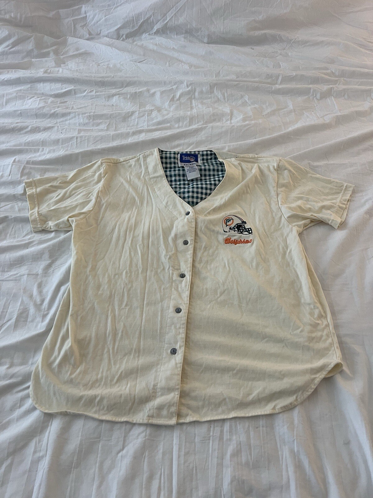 Vintage Miami Dolphins NFL By Esleep Button Up Pajama Shirt Womens Medium 380
