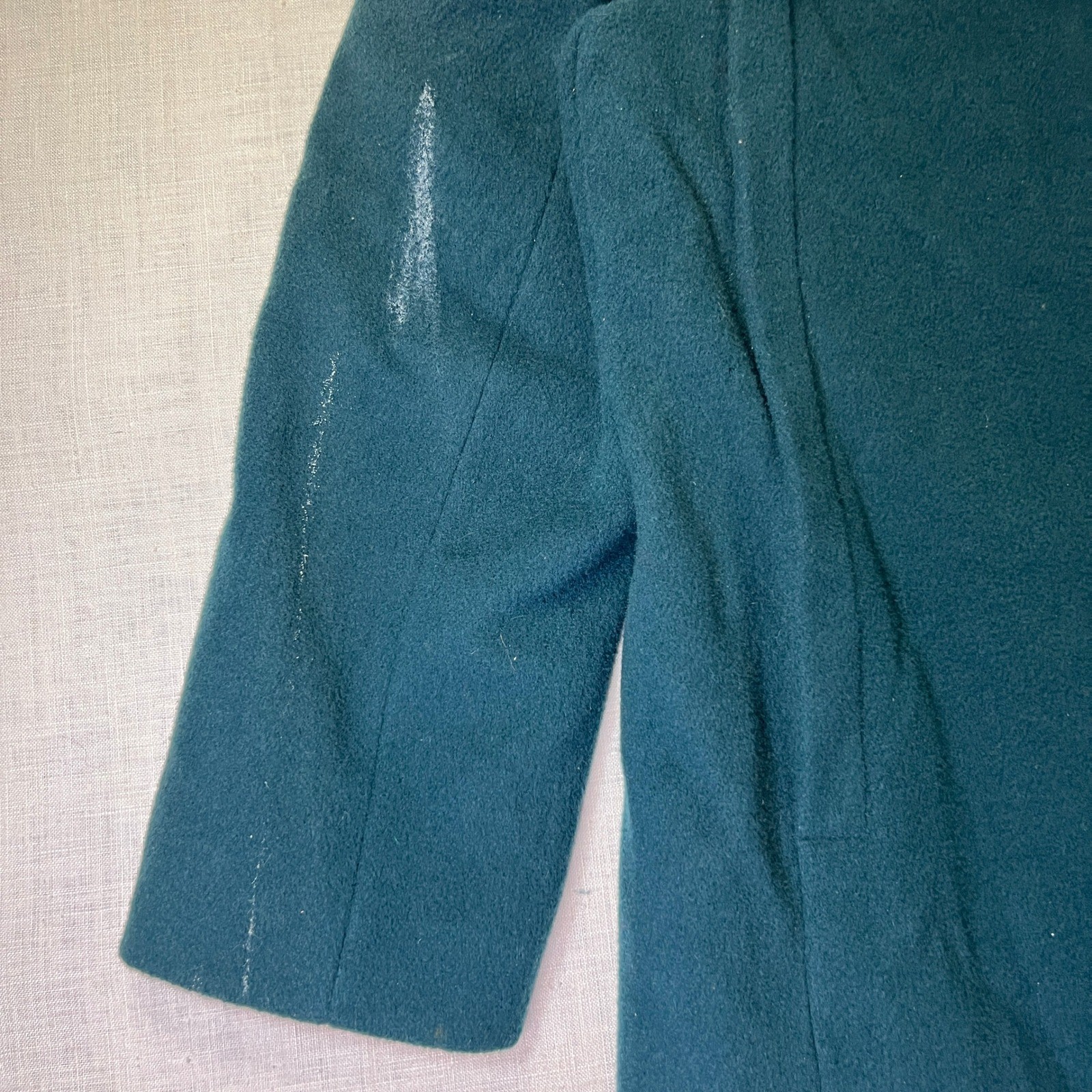 VTG Forecaster Wool Trench Coat Womens 8 Long Green Button Front Overcoat USA