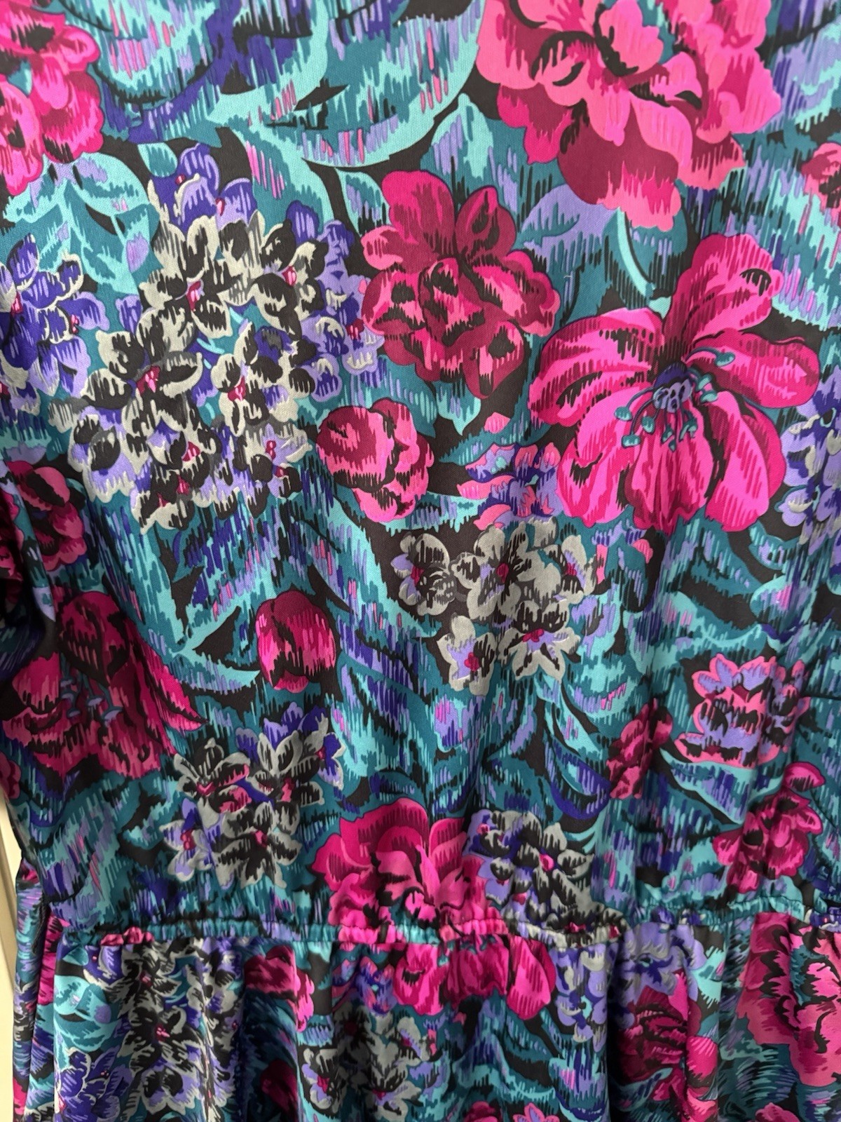 Vintage 1980s Peplum Dress Size 12 / 14 Floral Aunty Church Vibes Retro Mom Cute