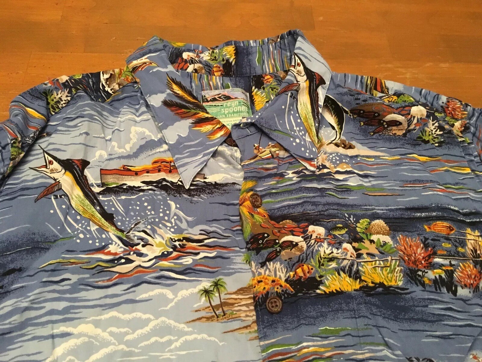 Vintage Reyn Spooner Hawaiian shirt WM’s SZ XL Made In Hawaii Rayon Gamefish