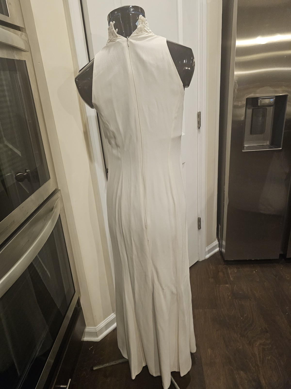 Vintage Off White Creme Lace Scott Mcclintock Long Gown Dress 8