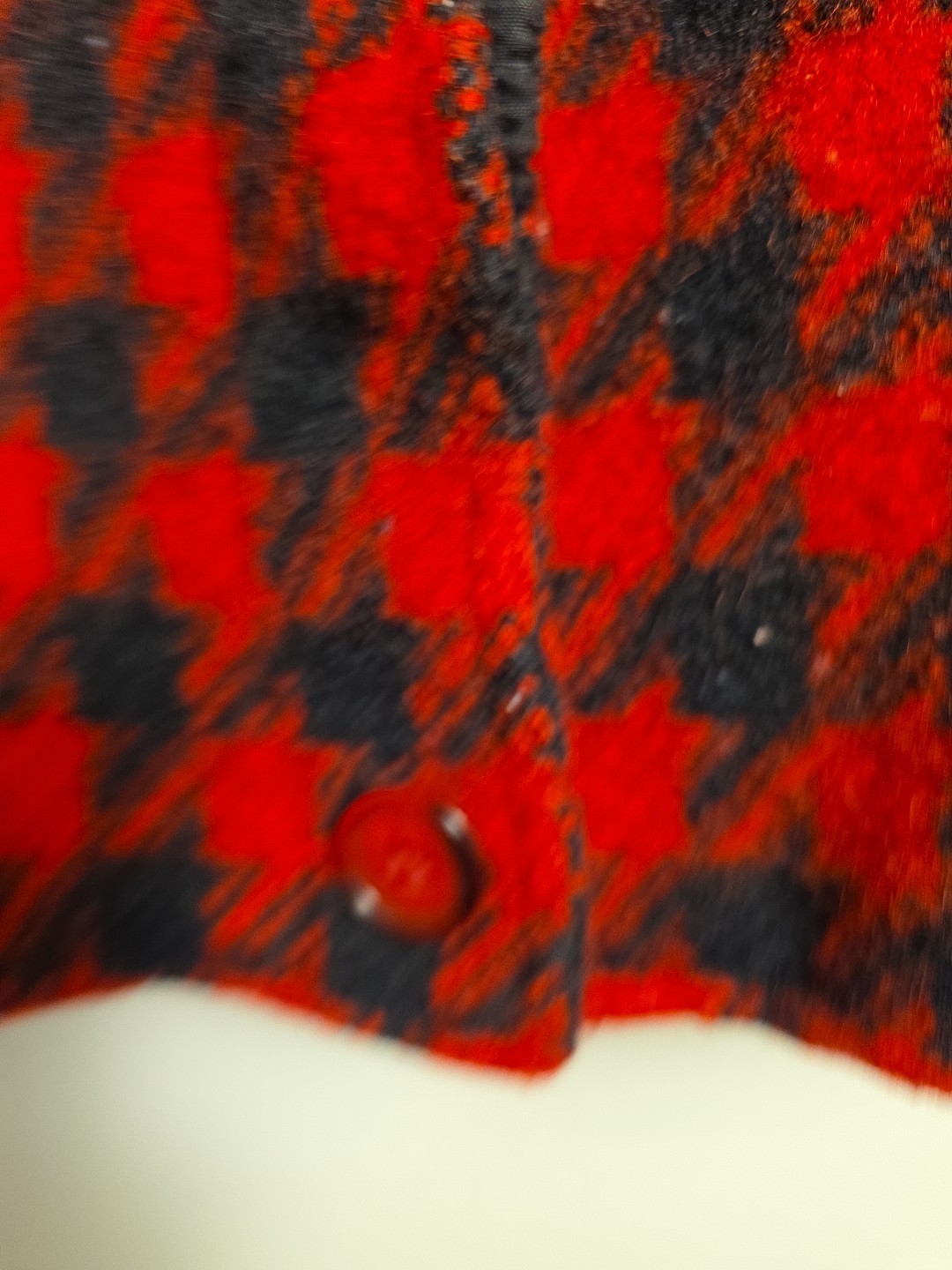 Vintage Pendleton Houndstooth Coat 1950s Button Up Black & Red Women’s Petite