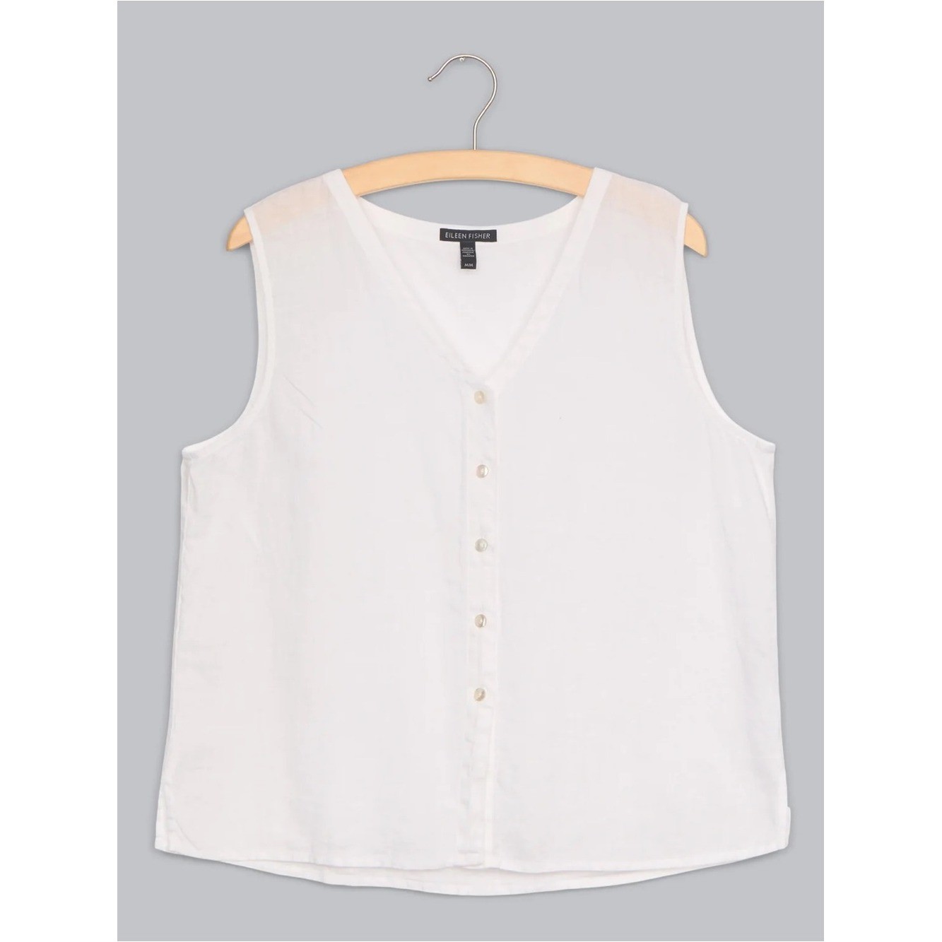 Eileen Fisher Organic Linen Knit Vest White Size Small