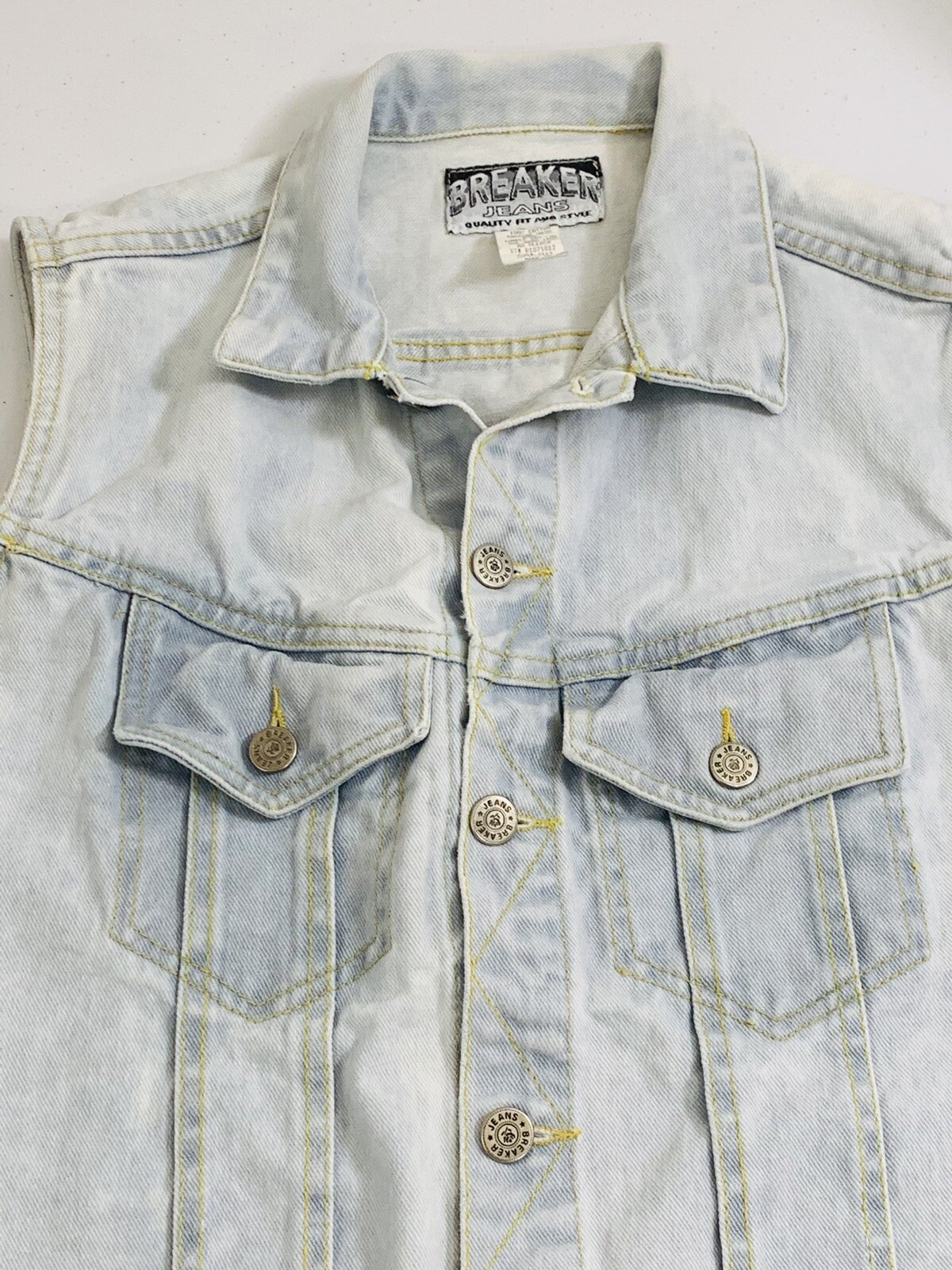 Vintage Breaker Jeans Light Wash Blue Denim Vest