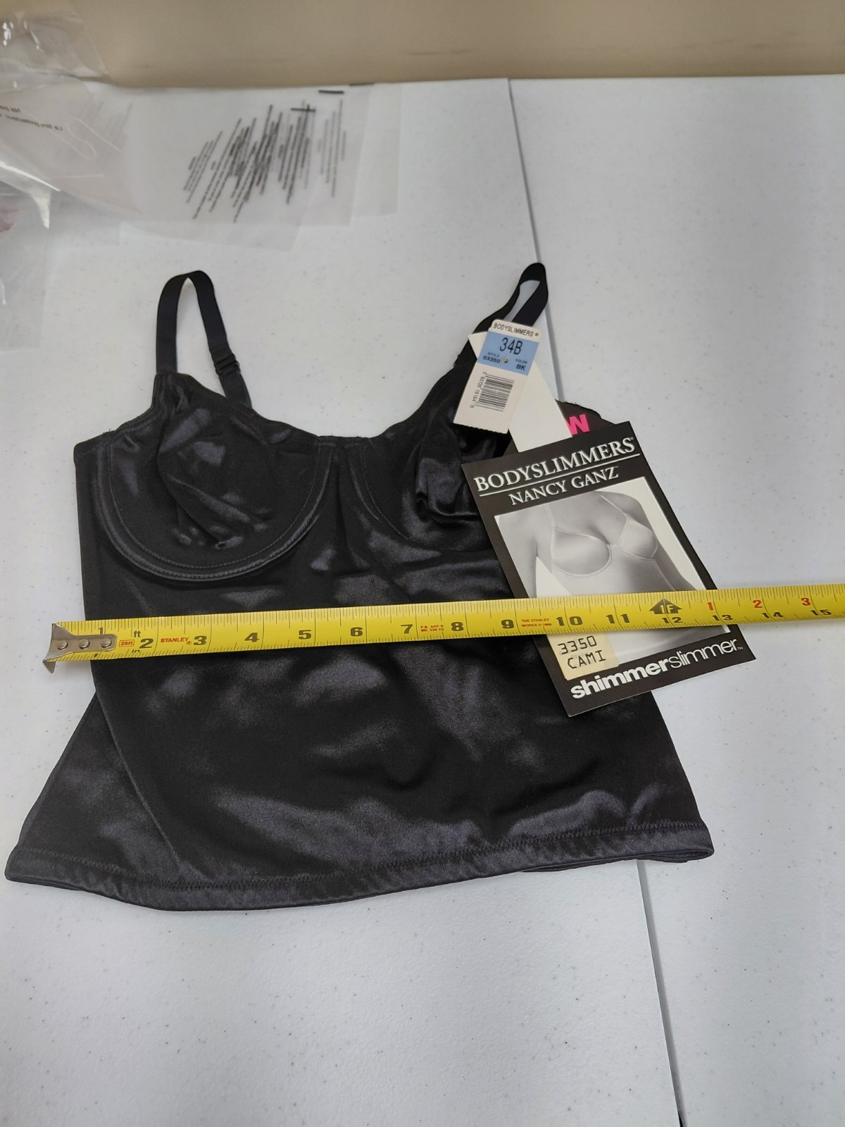 Vintage Nancy Ganz Bodyslimmers Black Lingerie Top Size 34B