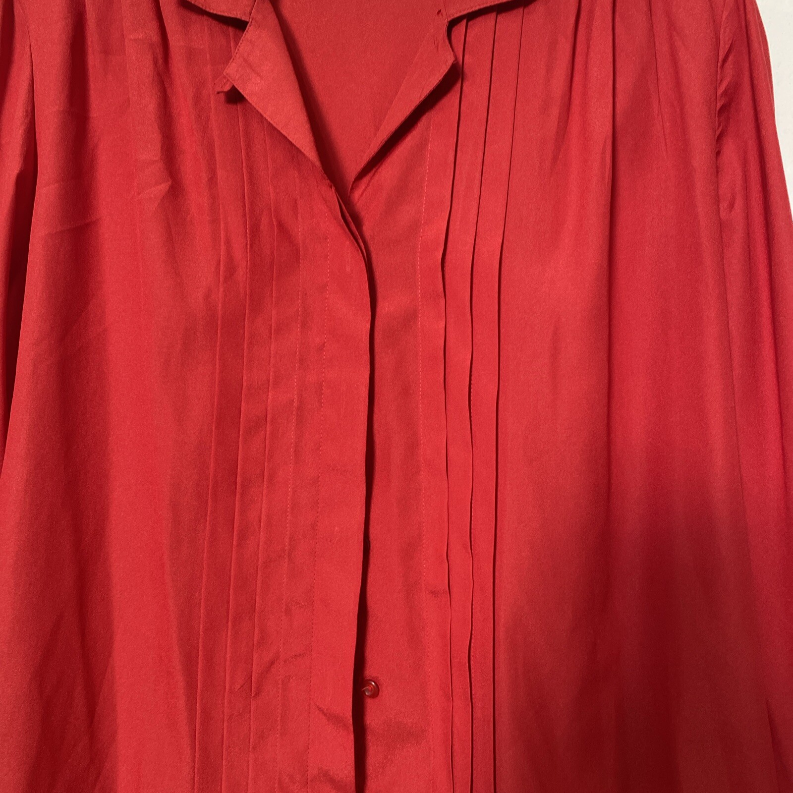 Alicia VINTAGE Women’s Polyester Red Collar Button Down Blouse Top Size 14