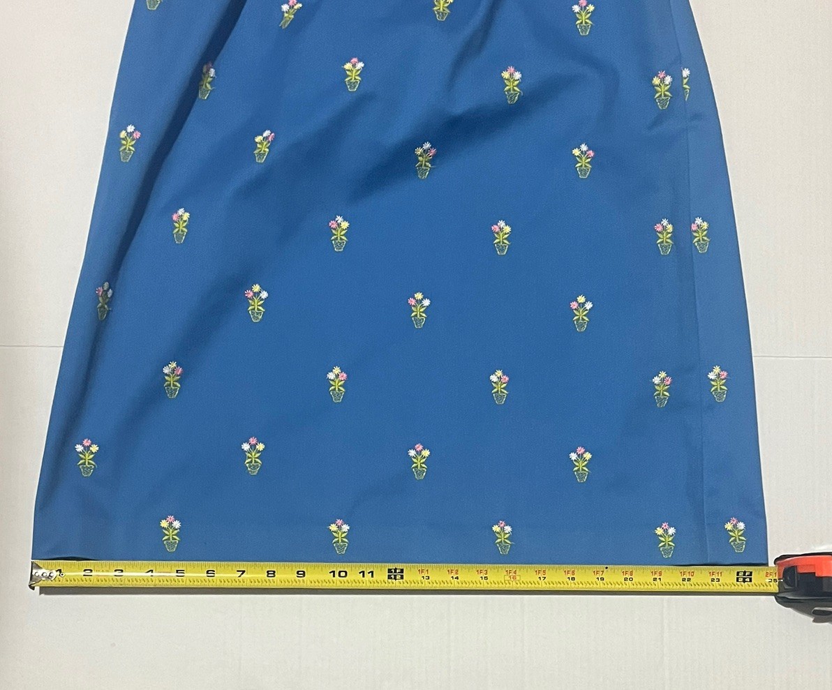 Vtg David Brooks Plant Flower Embroidered Long Skirt Blue Size 14 Cottagecore
