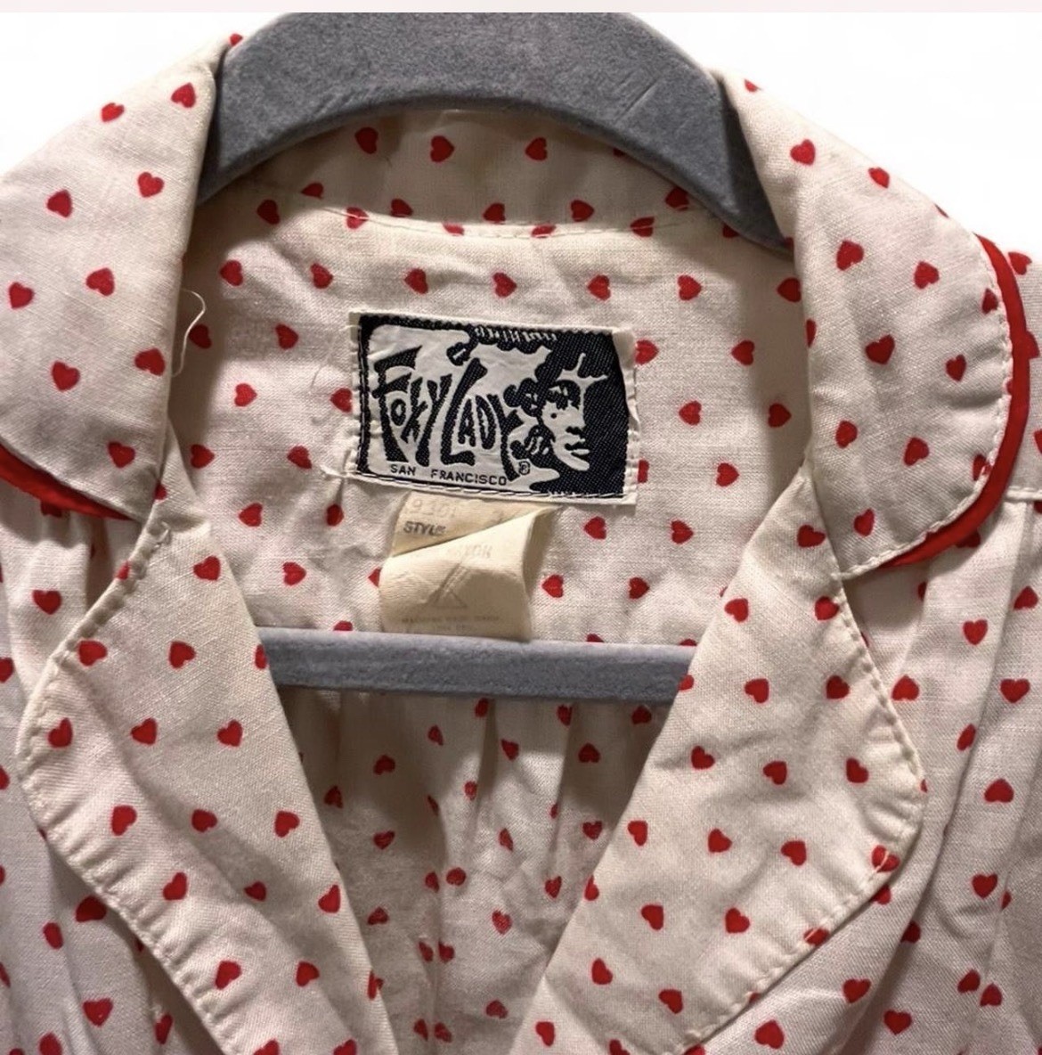Foxy Lady SF Vintage 50s-Inspired Heart Polkadot Dress W/ Sash 70s Era Sz 3/4