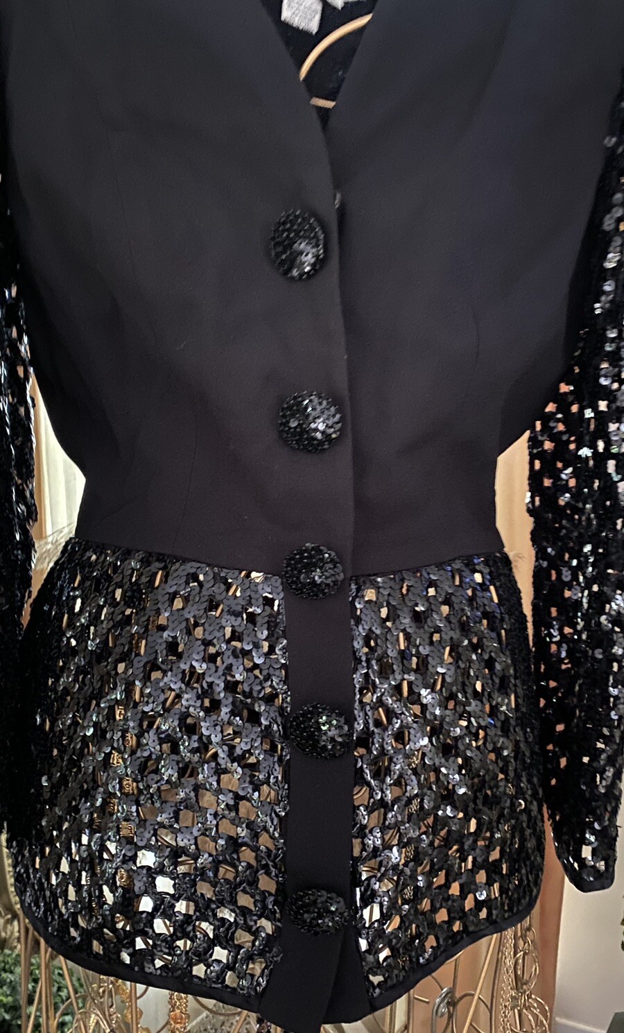 Vintage Morton Myles Sequin Blazer Jacket Luxury Couture Size 8