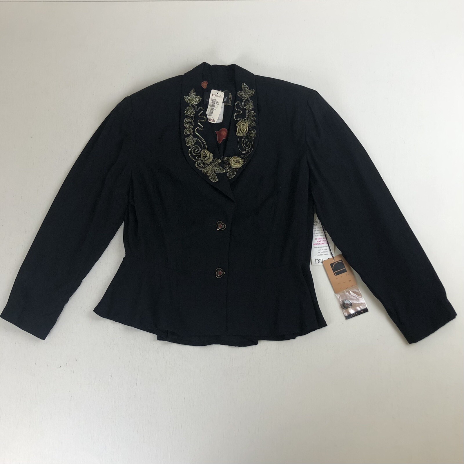 Vtg 90s Carole Little Blazer Jacket Sz 12 Hearts Roses Paris Love New Old Stock