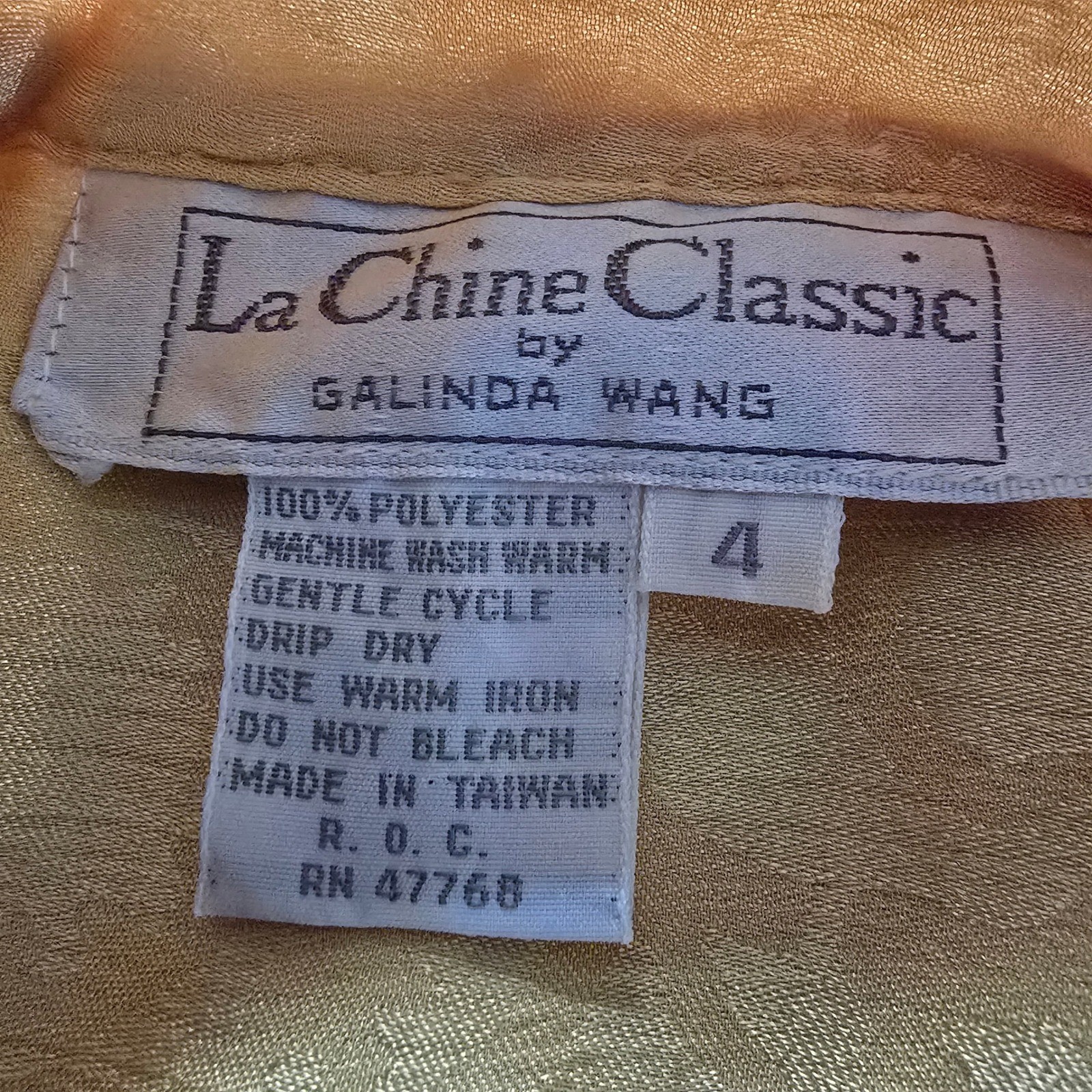 La Chine Classic Galinda Wang Vtg. Mustard Yellow Paisley Jacquard Bow Blouse 4