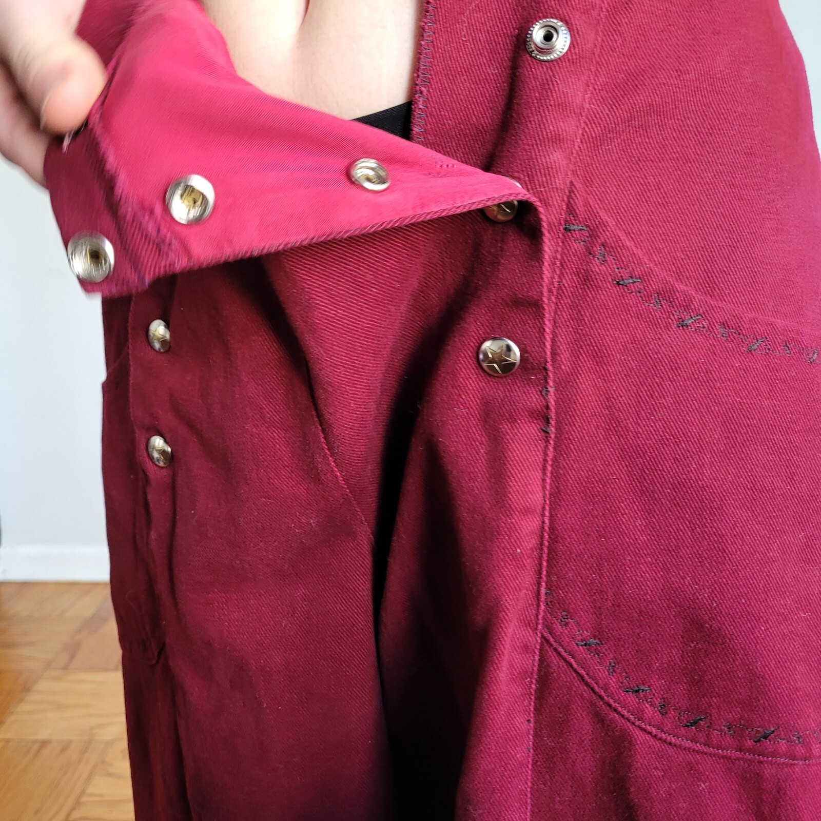 Vintage Maroon Wide Leg Bell Bottom High Waist Pant Hippy Rave 24″ Bell Size 29