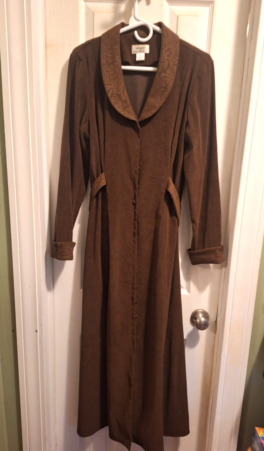 Vtg 90s David Warren NY brown faux suede maxi dress Upper Eastside NYC sz 12