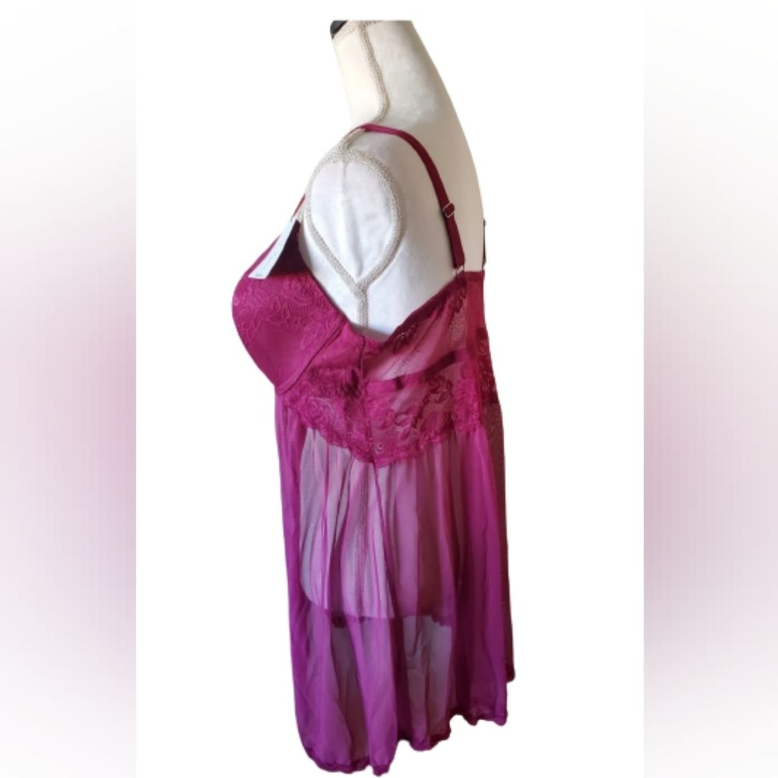 NWT French Affair Women’s Plus 3X Babydoll Set Lingerie Sheer Lace