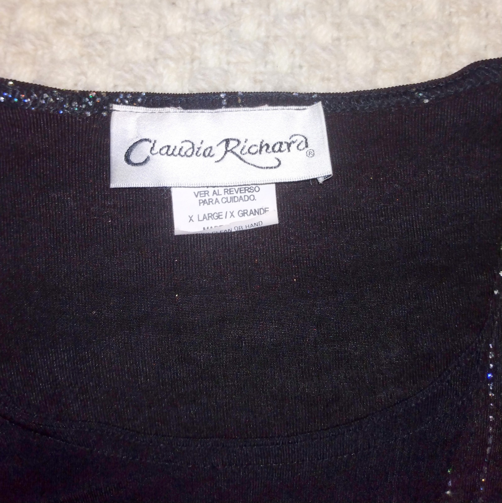 Vintage Claudia Richard Black Top Plus XL Whimsygoth Quiet Luxury Retro Glam Y2K