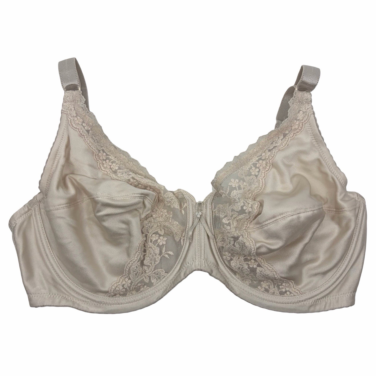 Wacoal 85103 Satin & Lace Unlined Underwire Bra Ivory Off-White Light Beige 34D