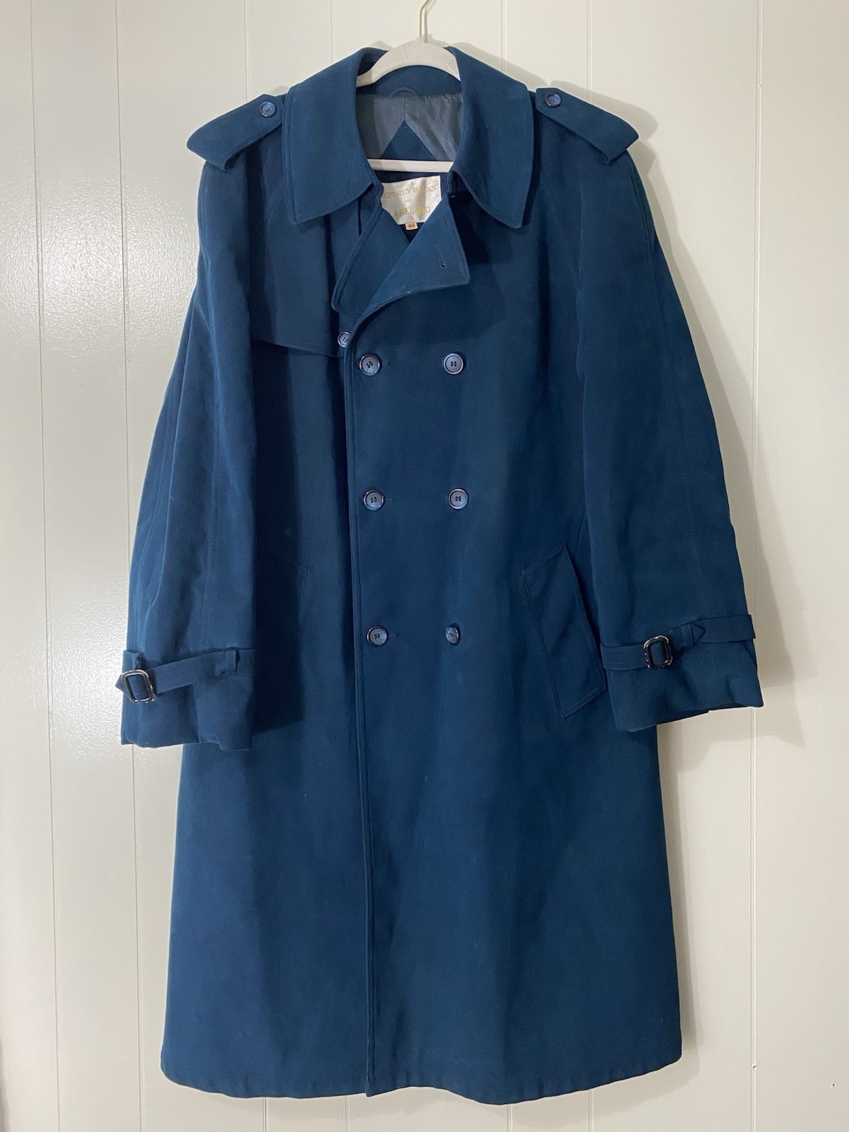 Vintage Blue Suede Trench Coat Women’s Size 44 Jeffrey Banks For Lakeland