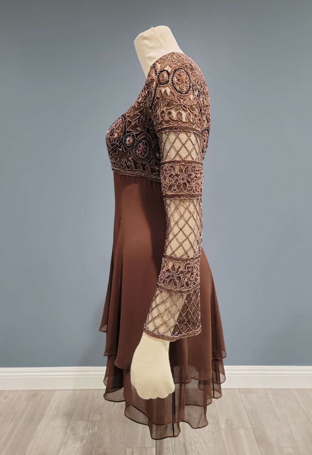 Vintage NAEEM KHAN Riazee for Neiman Marcus brown silk sequin dress 4